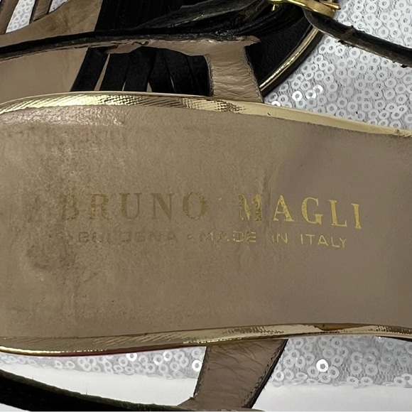 BRUNO MAGLI women black satin open toe evening shoes. - Picture 10 of 16